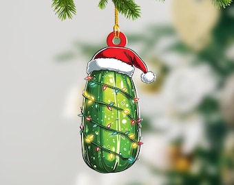 Cucumber Christmas Lights Ornament, Cucumber Car Ornament Decor, Cucumber Flat Hanging Ornament, Cucumber Lovers Xmas Gift TD-0926-4YDE