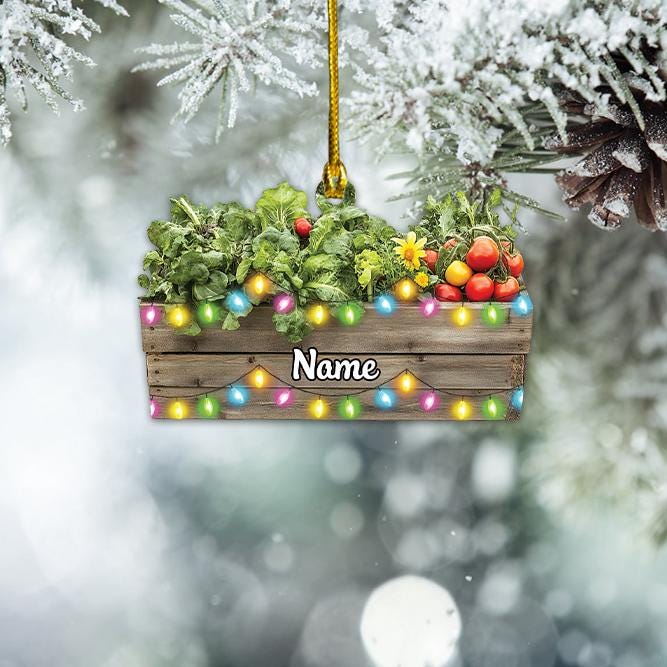 Personalized Vegetables Box Christmas Ornament, Fruits Box Christmas Ornament, Farmer Ornament, Vegetarian Ornament Veggie Gift TD-1105-8UBN