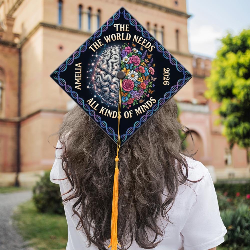 Needs Caps Personalized the World Needs All Kinds of Minds Graduation Cap Topper ...