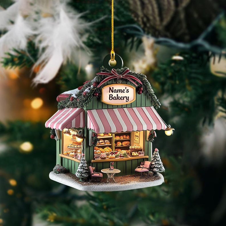 Custom Name Bakery Christmas Ornament, Baker Ornament Gift, Bakery