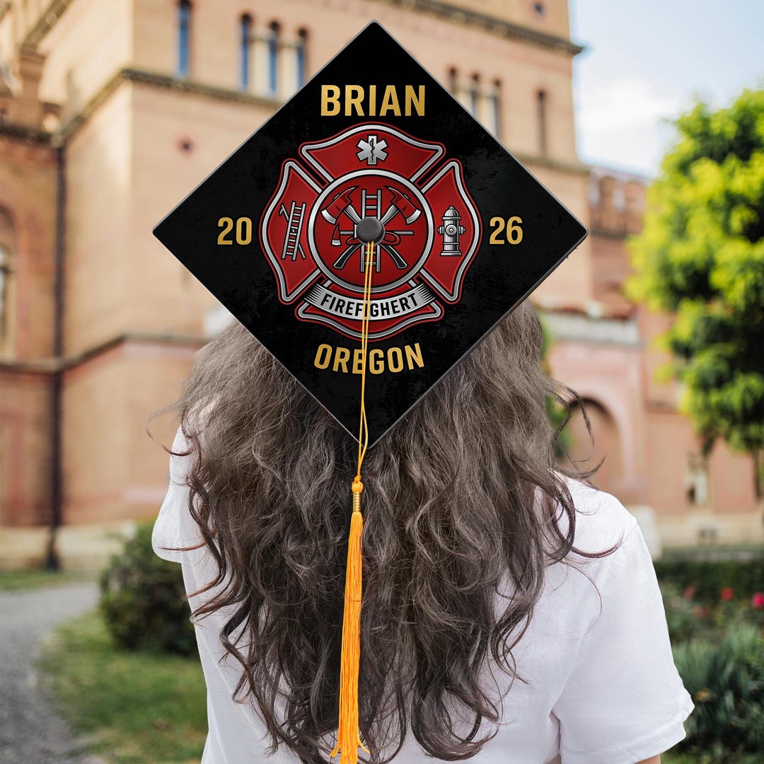 Personalized Firefighter Graduation Cap Topper Firefighter Fire Rescue ...