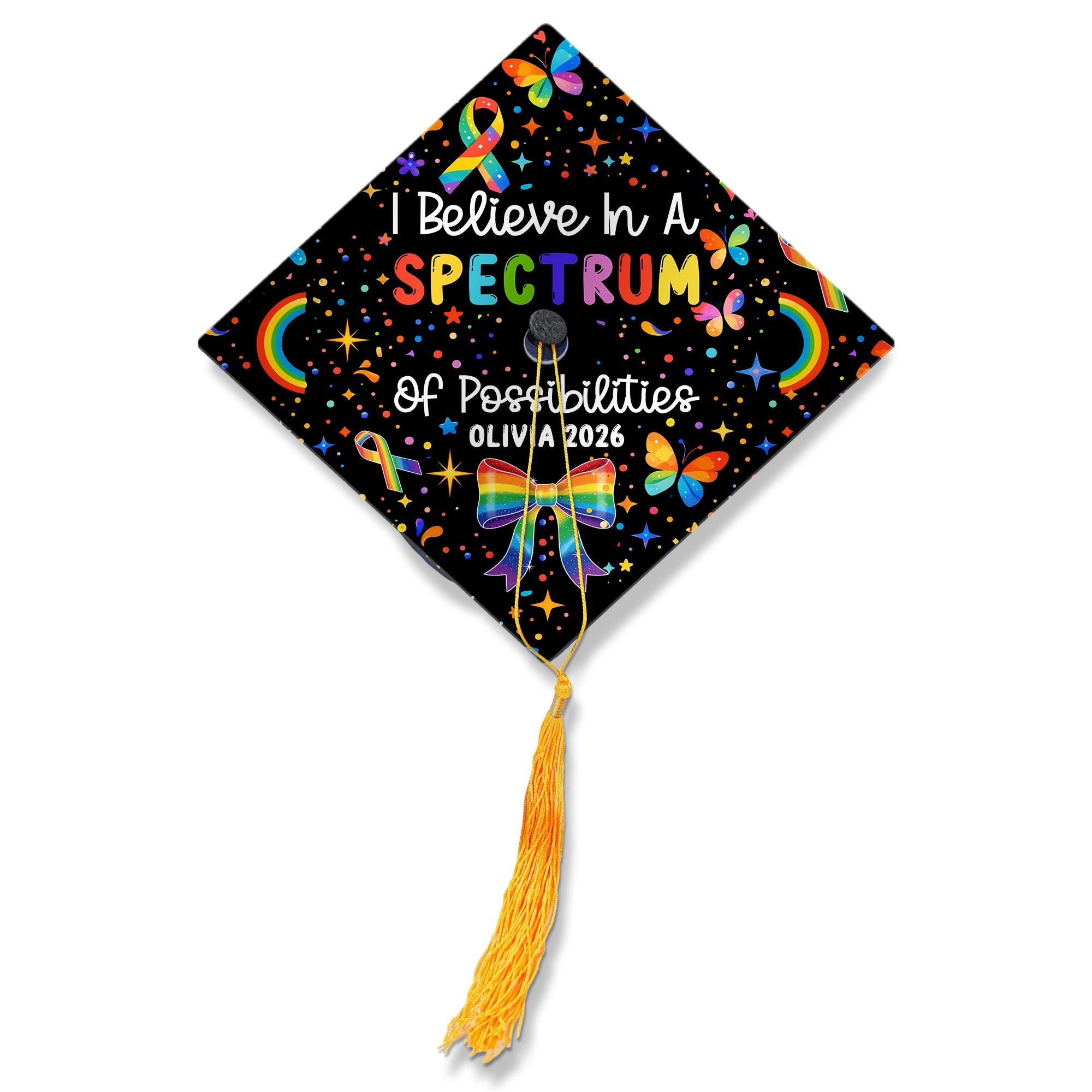 Graduation Cap Design Autism Personalized Spectrum of Possibilities Graduation Cap Topper, Autism ...