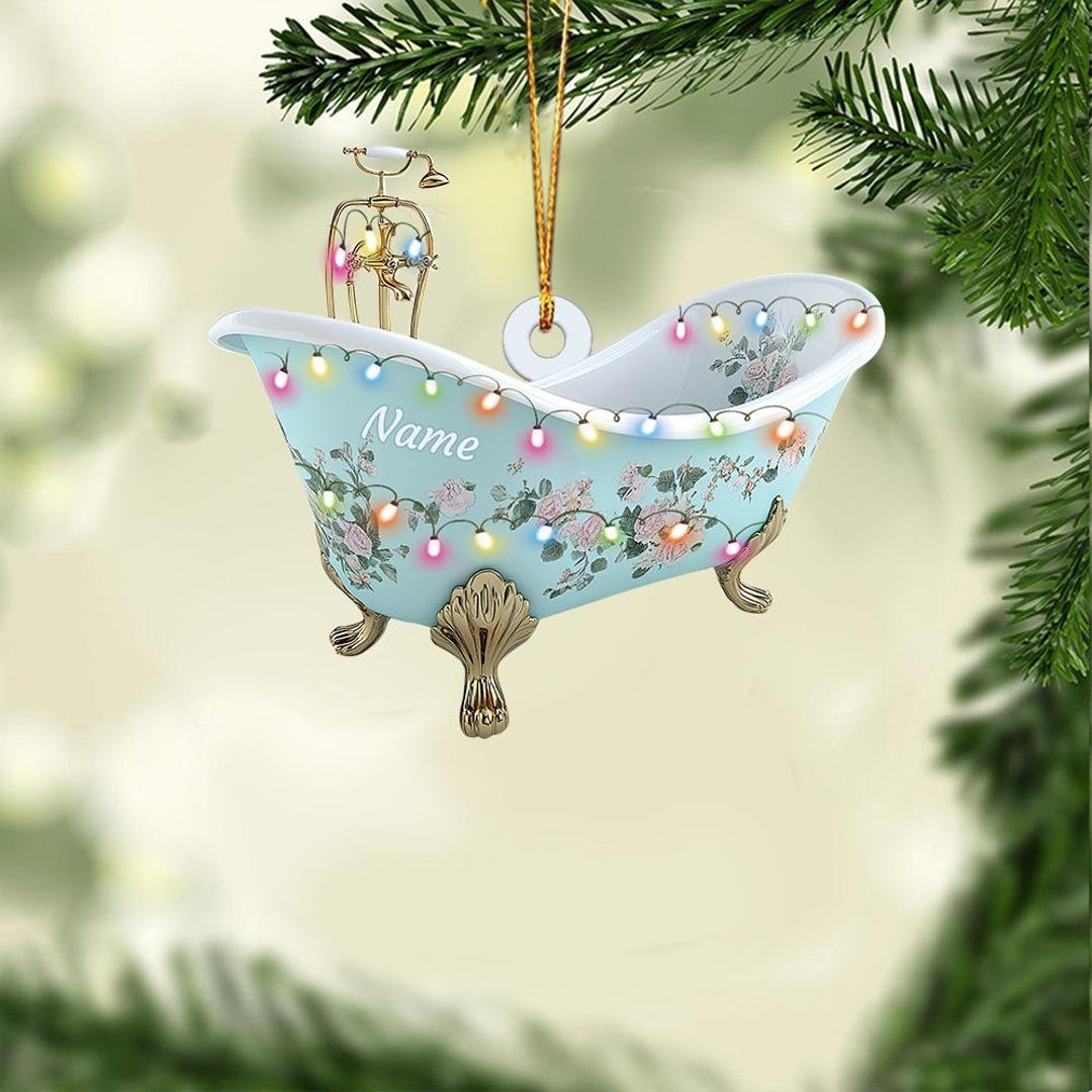 Personalized Bathtub Ornament, Bath Tub Christmas Ornament, Bathroom ...