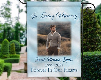 Personalized Memorial Garden Flag, In Memory Of Garden Flags, Custom Loss Keepsake, Sympathy Gift, Personalized Photo Flag UME2