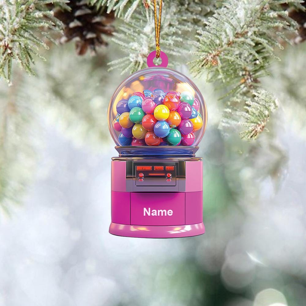 Discover Personalized Gumball Machine Ornament, Gumball Vending Machine Christmas Ornament, Bubble Gum Machine Holiday Ornament Decor