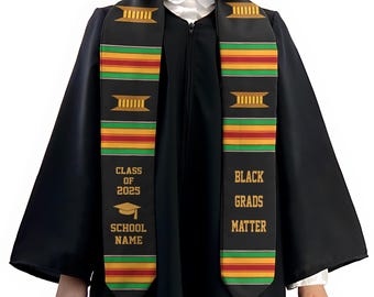 Personalized Black Grads Matter Class of 2026 Stole, African Americans Stole, Kente Graduation Sash, African Graduation Stole Gift Uho-a2