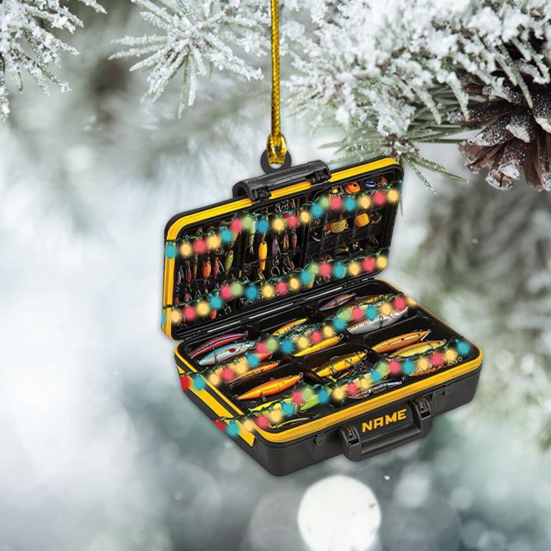 Personalized Tackle Box Christmas Ornament, Fishing Christmas Ornament