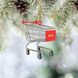 Personalized Shopping Cart Ornament, Shopping Christmas Ornament Gift, Grocery Store Ornament Decor, Supermarket Ornament Decor TD-1031-LRYQ