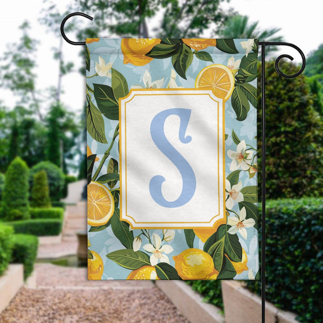 Personalized Chinoiserie Lemon Garden Double-sided Flag, Preppy