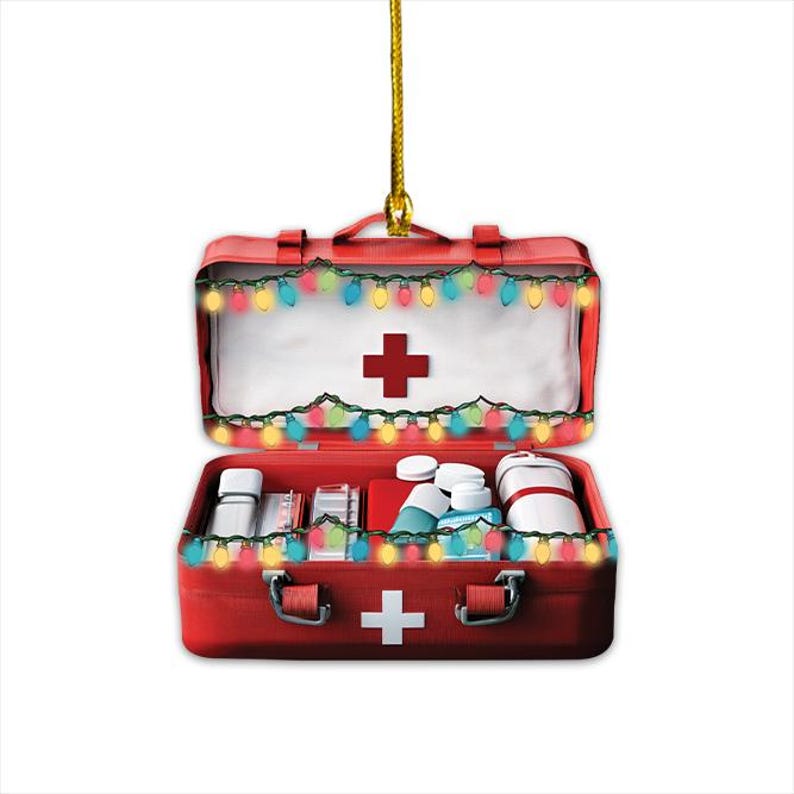 Personalized First Aid Bag Ornament, First Aid Kit Christmas Ornament