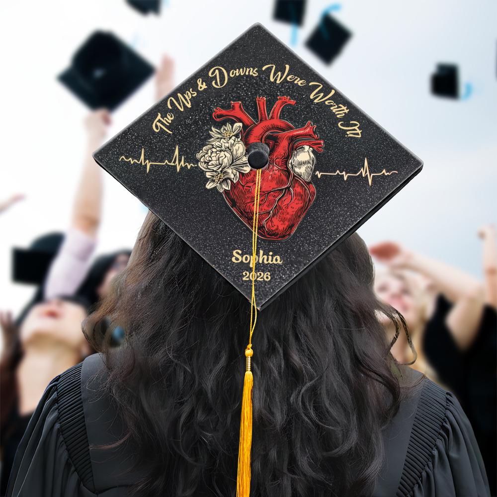 Discover Anatomical Heart Nursing Graduation Cap Topper, Custom ICU Nurse Grad Cap, The Postal Service and Downs Were Worth It, Cardiac Nurse Cap