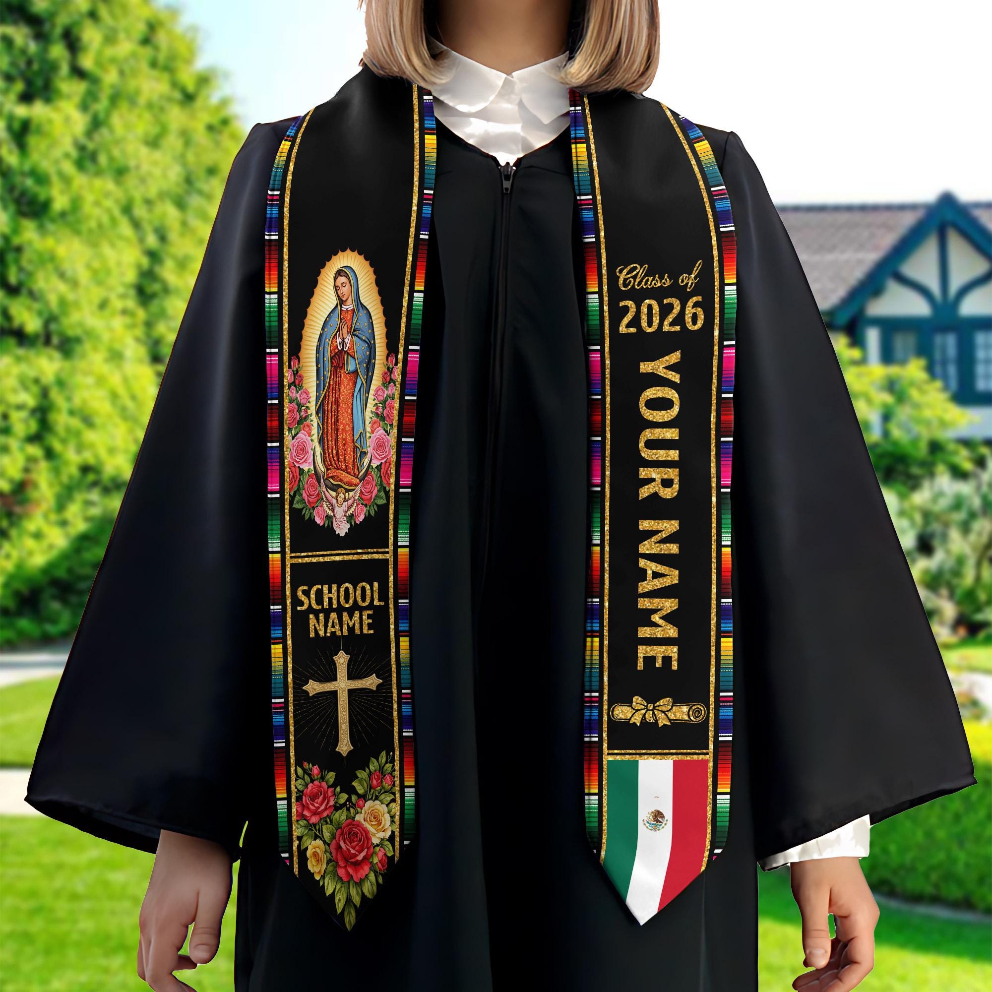 Discover Personalized Mexican Stole, Custom Mexican Graduation Stole, Mexican Stole Graduation Class Of 2026, Mexican Graduation Sash