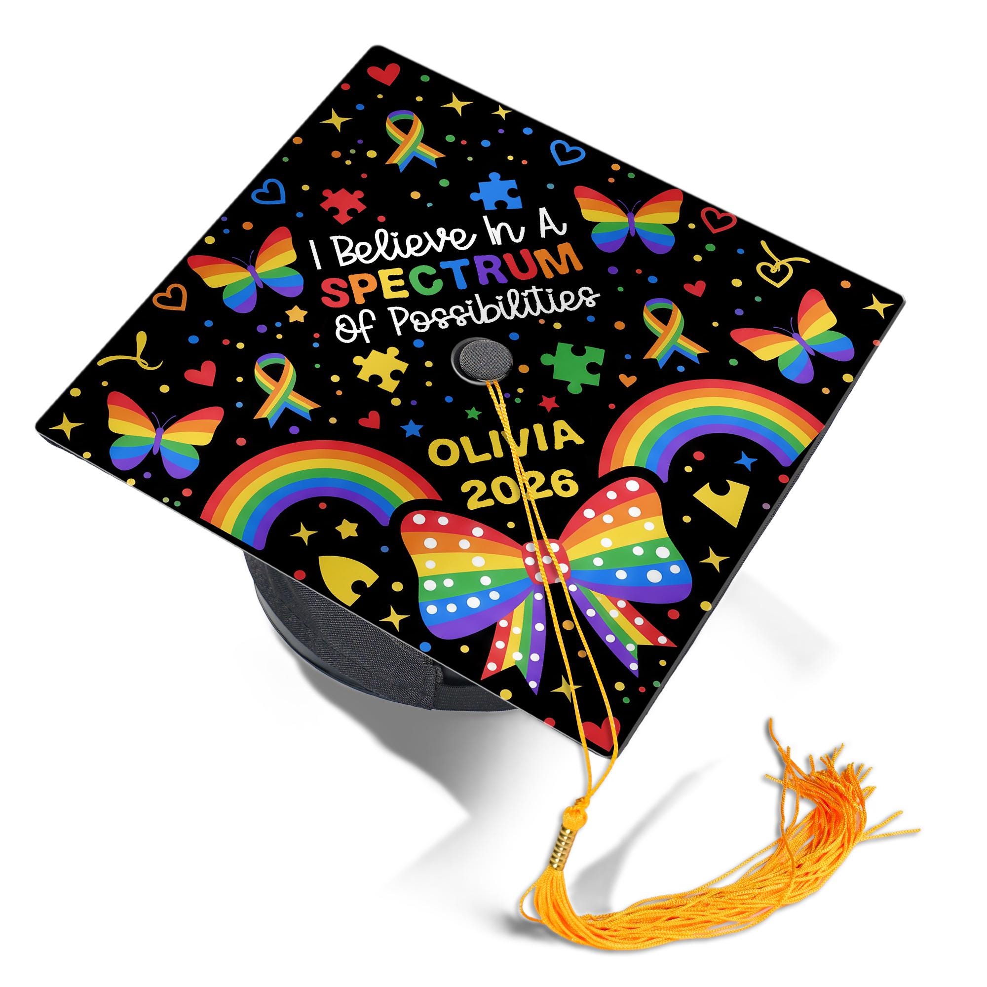 Graduation Cap Design Autism Personalized Spectrum of Possibilities Graduation Cap Topper, Autism ...
