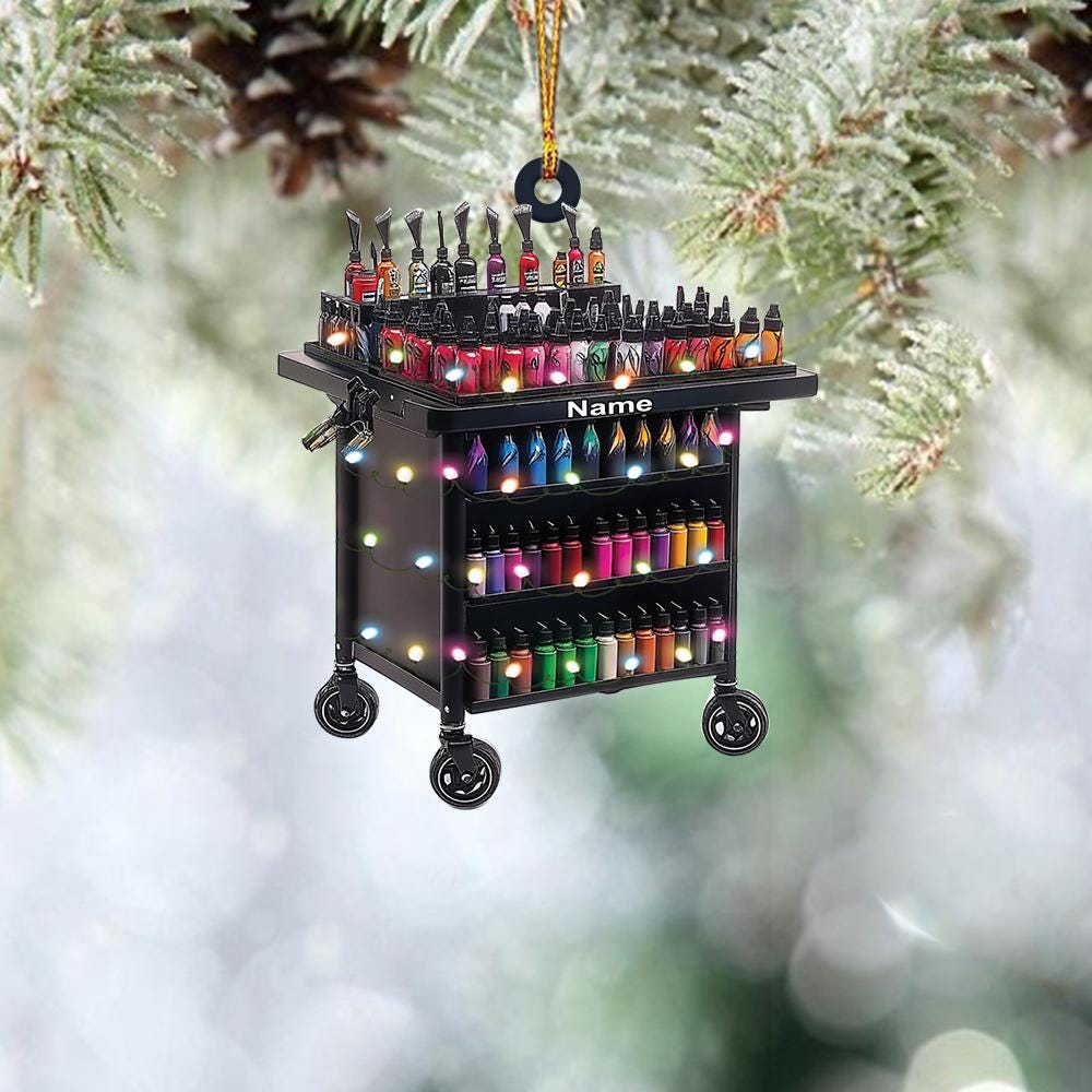 Discover Personalized Tattoo Cart Ornament, Tattoo Trolley Christmas Ornament, Tattoo Artist Ornament Gift, Tattoo Studio Ornament Decor