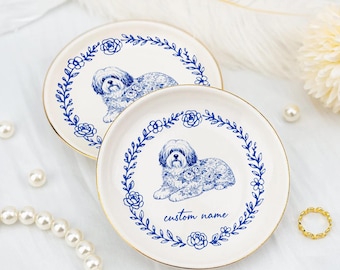 Custom Dog Breed Jewelry Dish, Pet Memorial Ring Dish, Personalized Dog Ring Dish, Pet Lover Trinket Dish, Dog Mom Gift ID-1223-VTVJ
