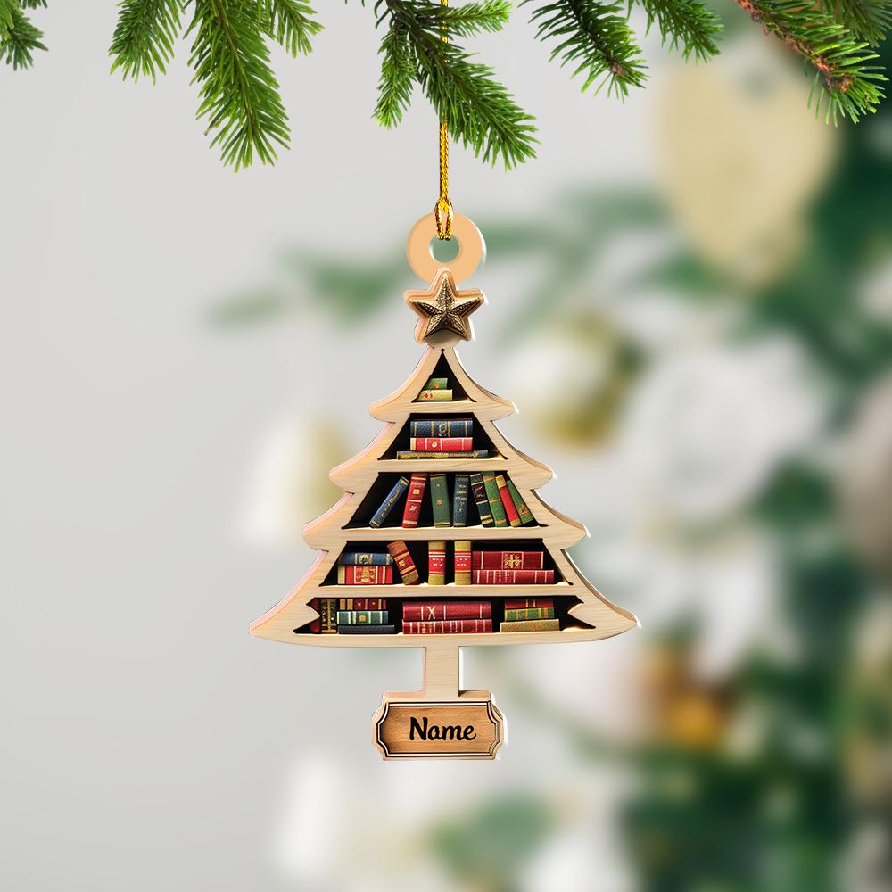 Discover Custom Bookshelf Christmas Ornament, Bookcase Ornament, Bookworm Ornament Gift, Library Ornament