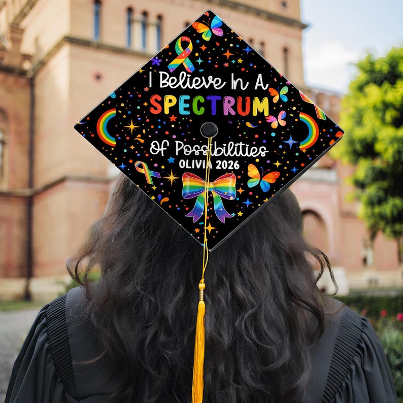 Graduation Cap Design Autism Personalized Spectrum of Possibilities Graduation Cap Topper, Autism ...