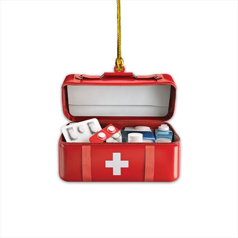Personalized First Aid Bag Ornament, First Aid Kit Christmas Ornament