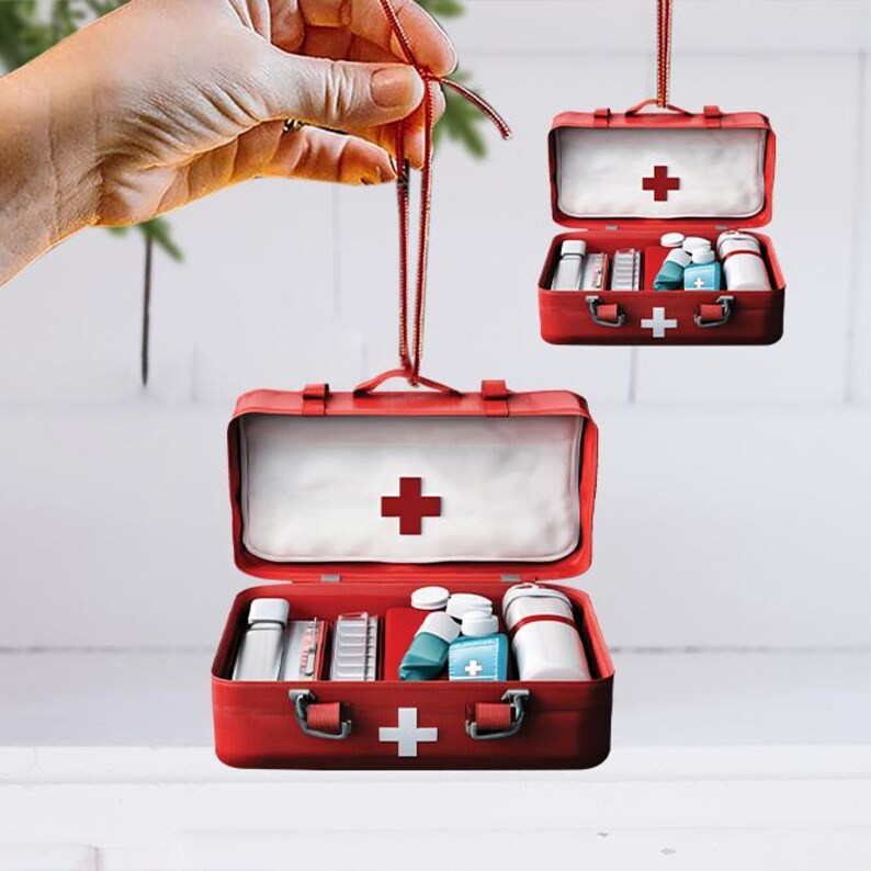 Personalized First Aid Bag Ornament, First Aid Kit Christmas Ornament