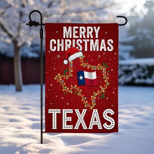 Merry Christmas Texas Map Garden Flag Santa Hat String Lights Holiday Yard Banner Winter Outdoor Decor Porch Welcome Sign House Gift VRCW