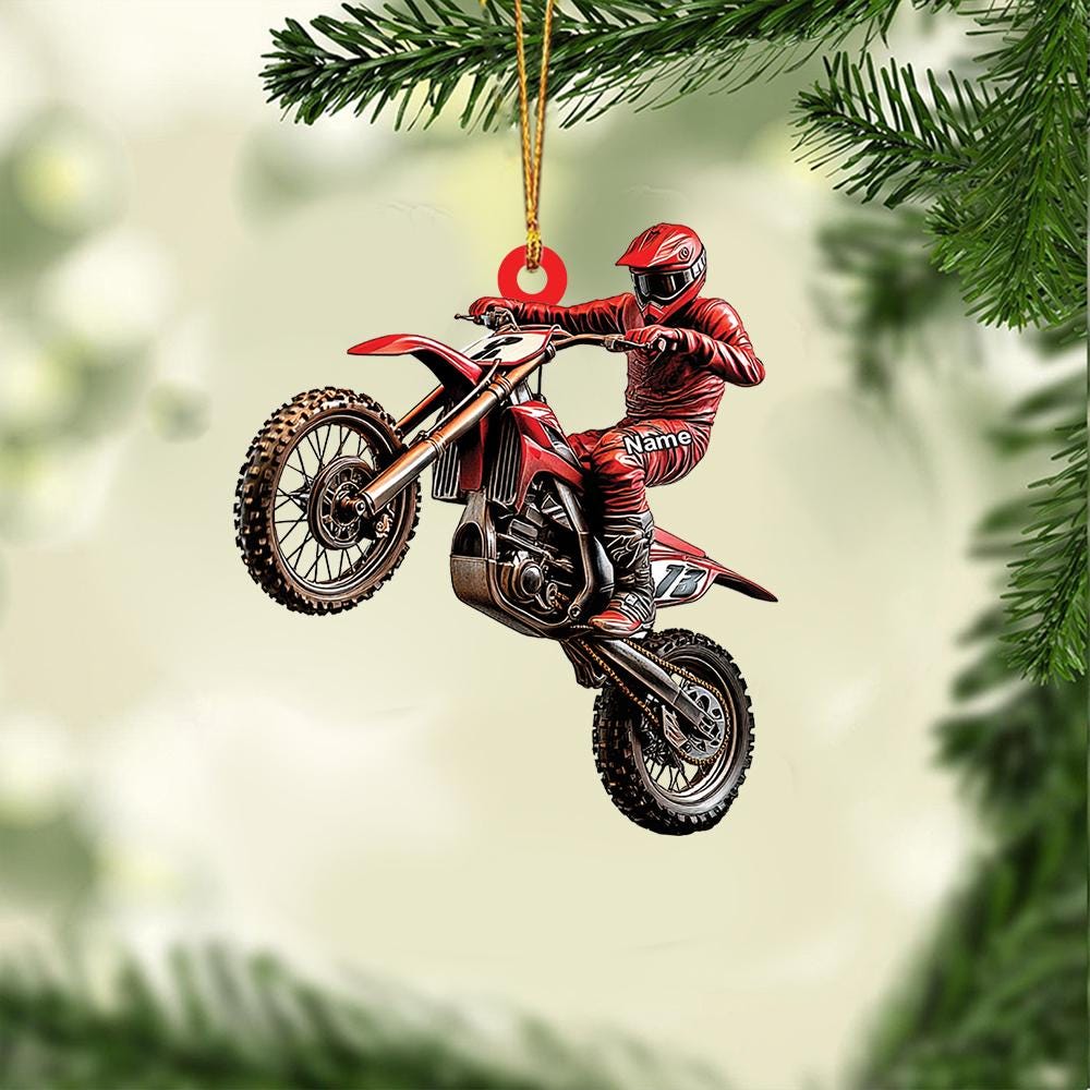 Discover Personalized Biker Christmas Ornament, Motorcycle Ornament, Motor Racing Ornament Gift, Motocross Ornament, Dirt Track Racing