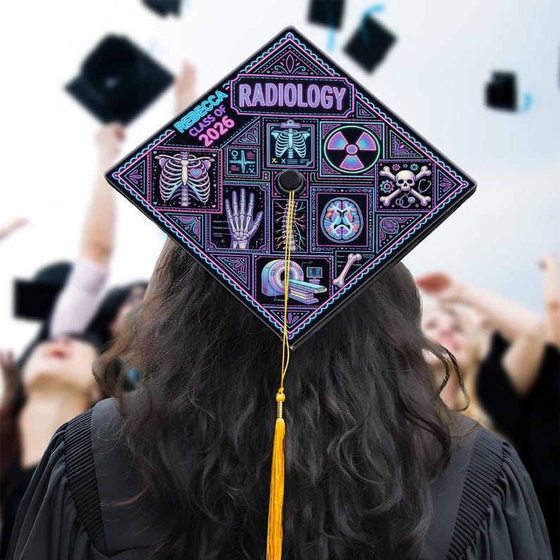 Cap Designs Radiology Personalized Radiology Graduation Cap Topper Rad Tech Mortarboard Decor ...