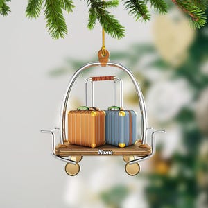 Personalized Luggage Trolley Cart Ornament, Luggage Trolley Car Ornament, Luggage Trolley Cart Christmas Ornament Holiday Gift TD-1016-0NGS