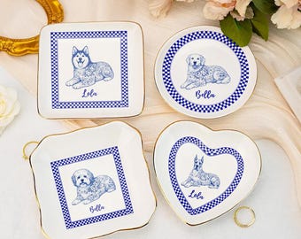Custom Dog Breed Jewelry Dish, Pet Memorial Ring Dish, Personalized Dog Ring Dish, Pet Lover Trinket Dish, Dog Mom Gift Ujt-8