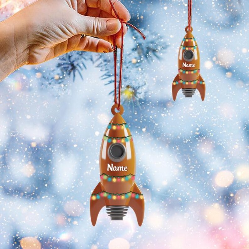 Personalized Rocket Ornament, Rocket Ship Christmas Ornament, Space ...