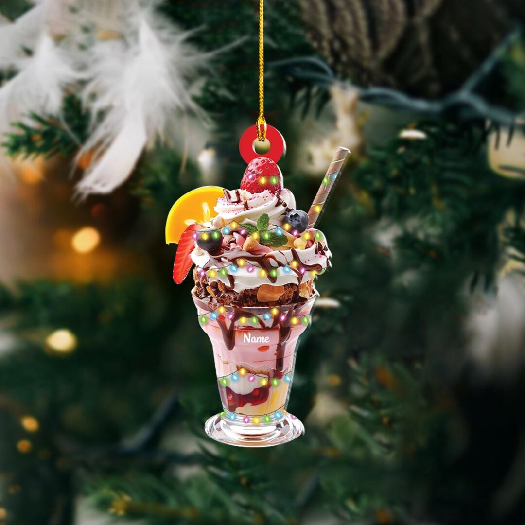 Custom Sundae Personalized 2D Flat Sundae Ornament, Sundae Christmas Decor, Sundae ...
