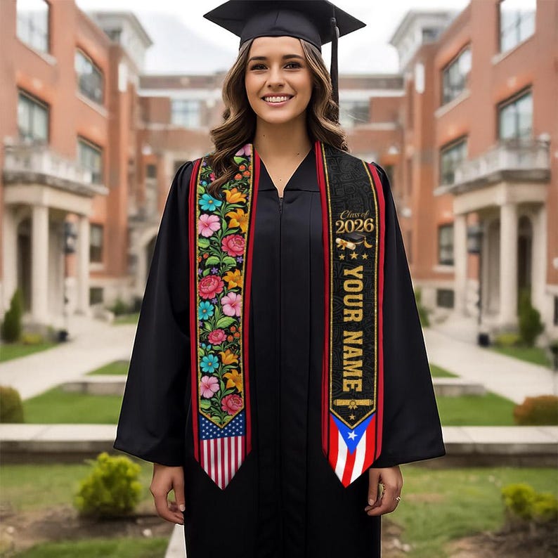 Puerto Rican Graduation Personalized Puerto Rico Graduation Stole, Custom Puerto Rican Latino ...