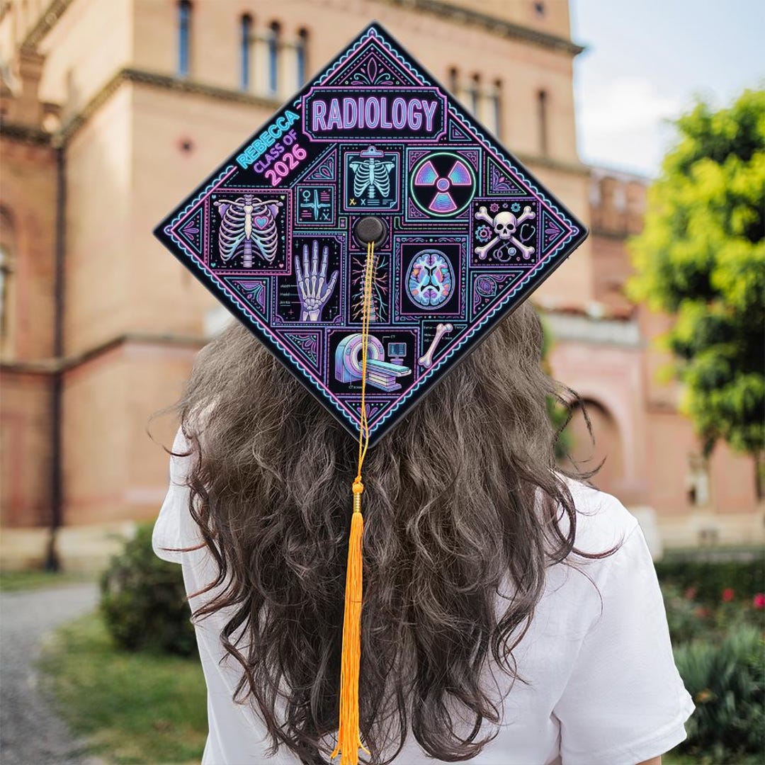 Cap Designs Radiology Personalized Radiology Graduation Cap Topper Rad Tech Mortarboard Decor ...