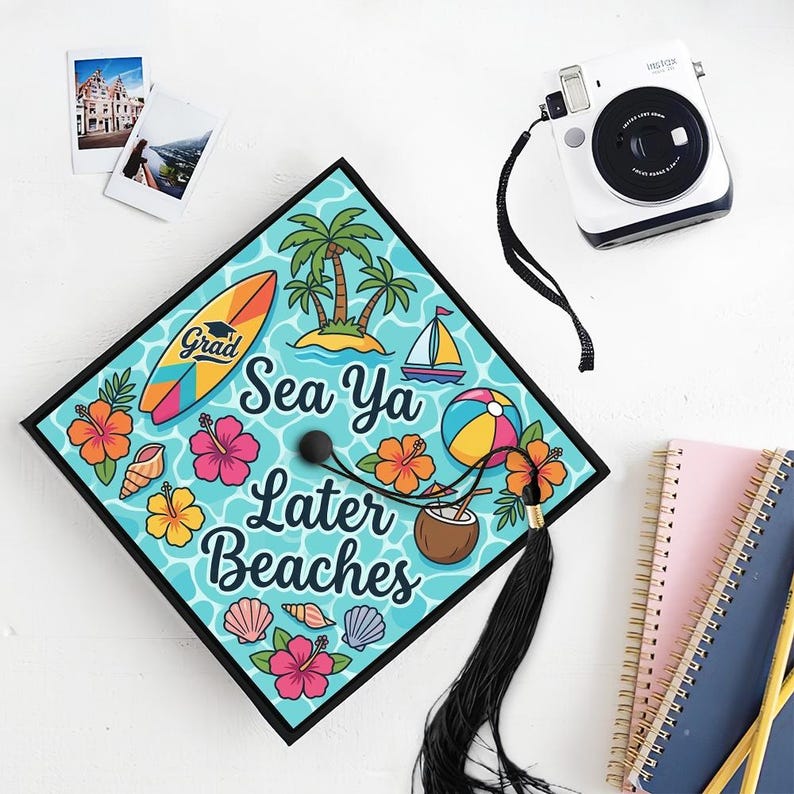 Personalized Sea Ya Later Beaches Graduation Cap Topper Tropical ...