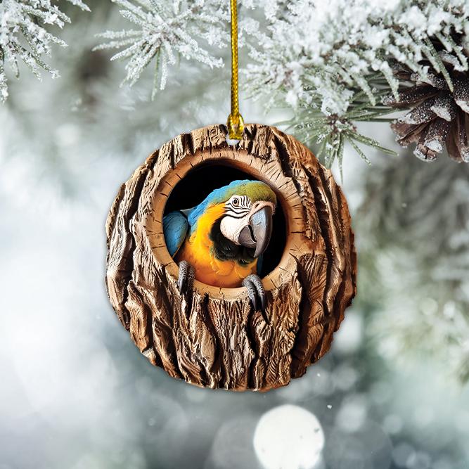 Parrot 2D Flat Ornament, Parrot Christmas Ornament, Parrot Rearview Mirror Car Ornament, Parrot Hanging Ornament Holiday Gift TD-1010-IN34
