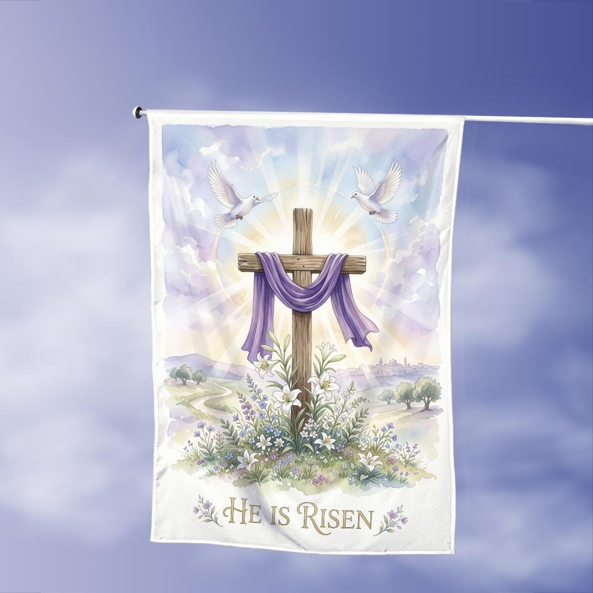 Jesus Resurrection House Flag, He is Risen Christian Yard Banner ...