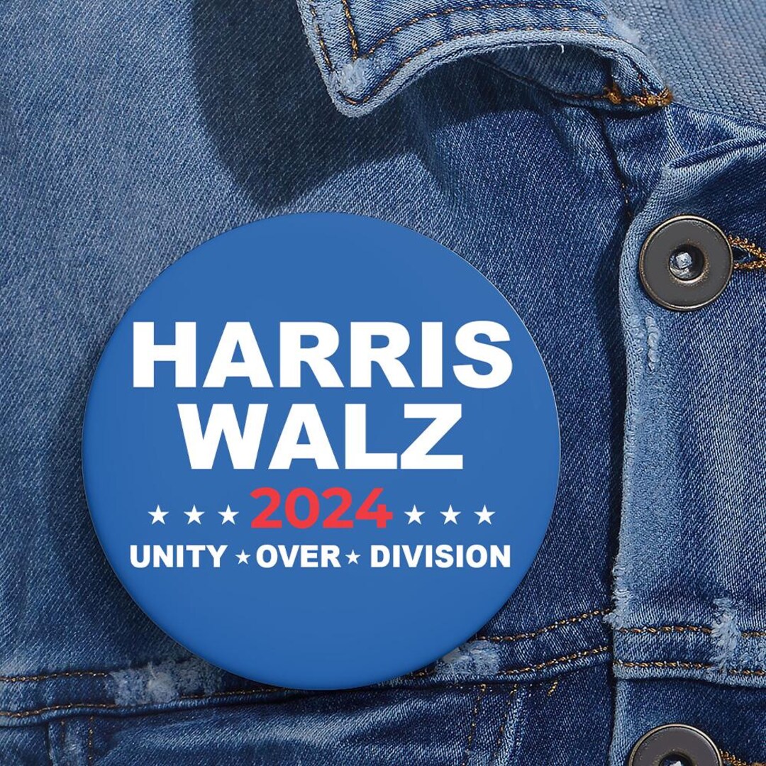 Harris Walz Unity Over Division 3 Pin Button, Democrat Pinback Button ...
