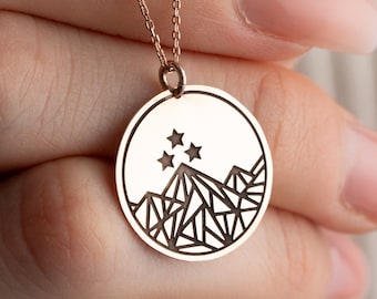 Velaris Mountain Coin Necklace, Handmade Minimalist , Starry Night Pendant, Acotar World Night Court Pendant, Fantasy Fiction Necklace