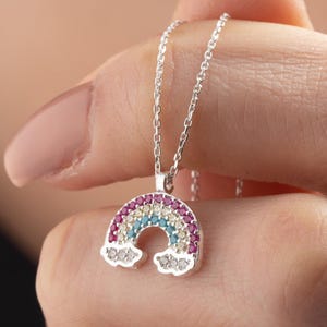 Collana arcobaleno nuvoloso, collana con ciondolo arcobaleno, gioielli arcobaleno, collana per donna, regalo per lei