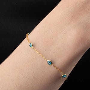 Dainty Sterling Silver Evil Eye Bracelet: Protection Jewelry