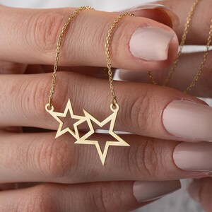 Gold Stern Anhänger Halskette, Geburtstagsgeschenk für Sie, Schmuck für Frauen, Geschenkidee Muttertag, zierliche Stern Charm