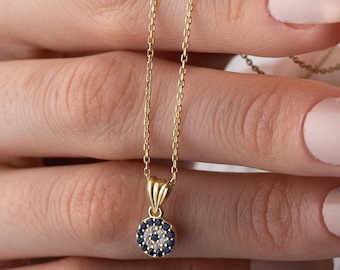 Sterling Silver Evil Eye Necklace: Protective Amulet Pendant