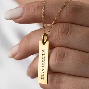Personalized Roman Numbers Necklace, Date Necklace, Wedding Date Jewelry, Number Pendant, Customized Birthday Gift