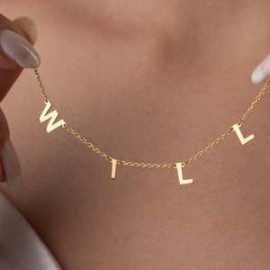 Collar con letras para mujer, collar con inicial personalizado, joyería de oro, regalo de aniversario, regalo para esposa, joyería personalizada