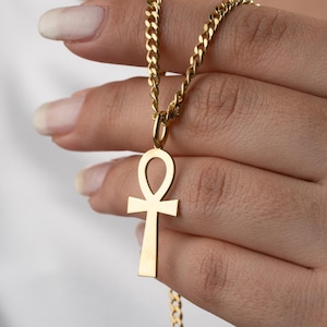 Egyptian Ankh Necklace for Women, Gold Ankh Pendant, Ancient Egyptian Cross Jewelry, Women&#39;s Necklace Gift