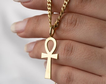 Egyptian Ankh Necklace for Women, Gold Ankh Pendant, Ancient Egyptian Cross Jewelry, Women&#39;s Necklace Gift
