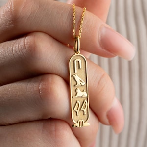 Custom Sterling Silver Egyptian Cartouche Necklace: Hieroglyph Name Jewelry