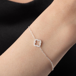 Four Leaf Clover Bracelet, Silver Clover Jewelry, Lucky Bracelet, Good Luck Bracelet, Bracelet for Women, 4 Leaf Clover