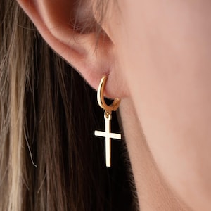 Gold Cross Earrings, Cross Earrings, Christian Jewelry, Cross Earring, Women Earrings, Christian Cross, Gift For Her