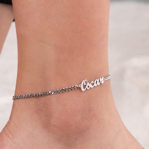 Personalized Sterling Silver Name Anklet: Custom Ankle Bracelet