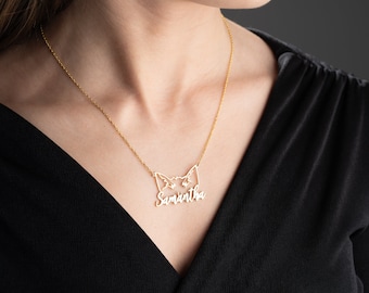 Personalized Cat Name Necklace: Sterling Silver Custom Pendant